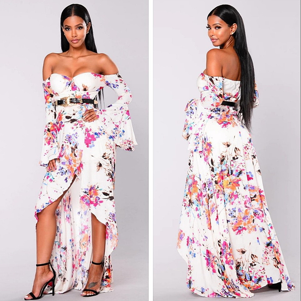 Fashion Nova Crystal maxi off shoulder dress